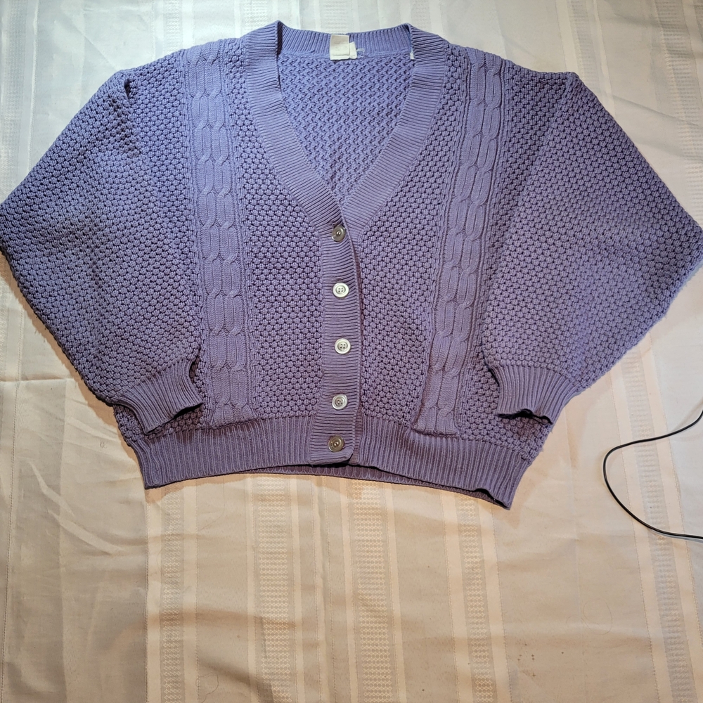 Lavender Button-Up Women's Sweater